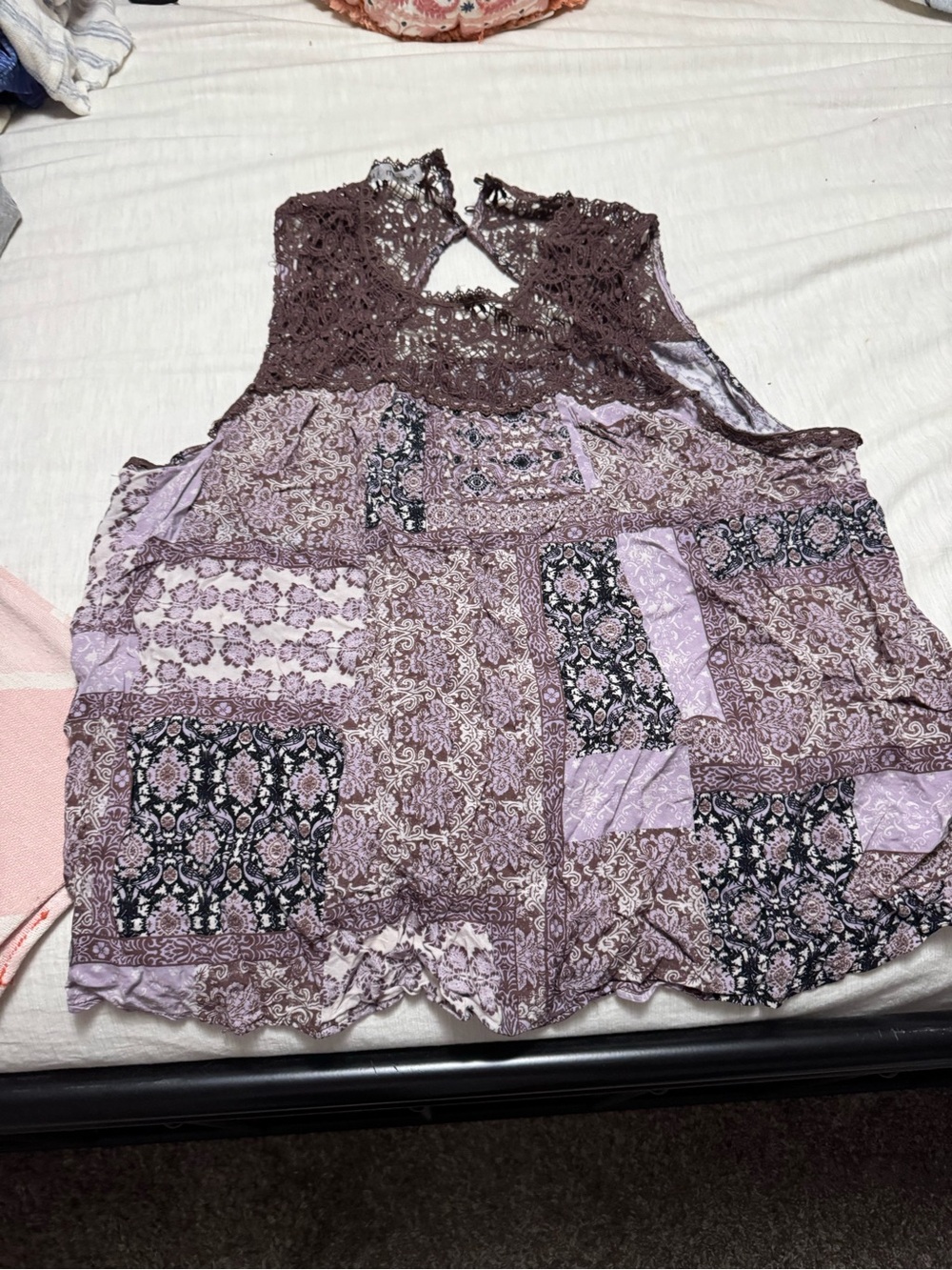 Maurices Lavender Patchwork Crochet Tank Top